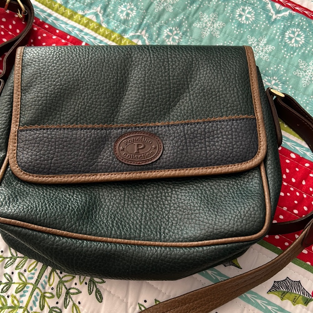 Vintage Austin Designs Portofino Black Leather Crossbody Satchel Tassel Bag